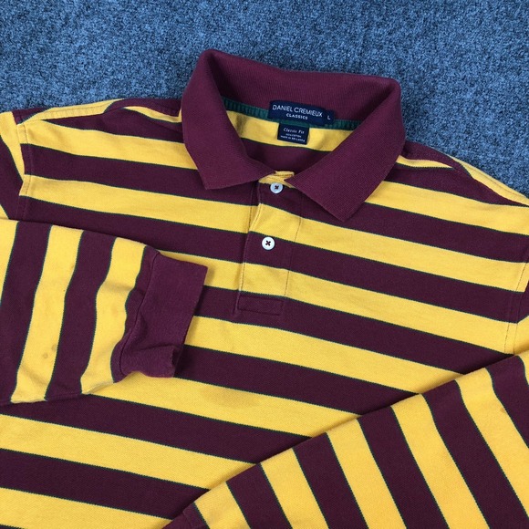 Daniel Cremieux Other - Daniel Cremieux Classic Men Large Long Sleeve Polo Shirt Rugby Stripe